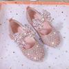 2025 Spring & Autumn Rhinestone Princess Shoes: Soft Sole Baby Bow Leather