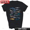 Verschiedene Arten von Haien Liebhaber Unisex T-Shirt Geschenk Ästhetisch Minimalistisch Grafik Tops Klassisch Bunt Coole Shirts Kleidung