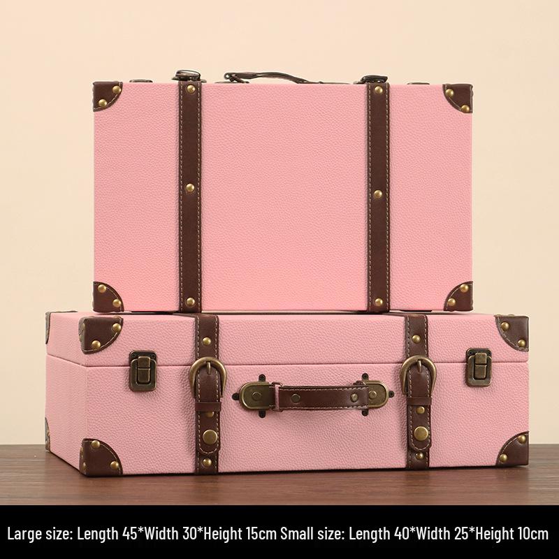 Vintage American Retro Leather-Wooden Suitcase Display and Photography Prop