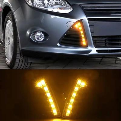 2Pcs/Pair LED Car Lights Front Bumper Daytime Running Lights Waterproof Turn Signal Lamp Fit For Ford Focus 3 MK3 2012 2013 2014