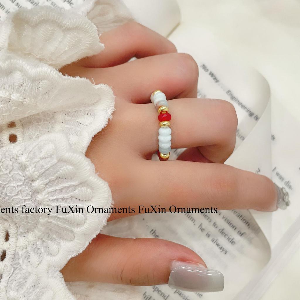 Unique Dopamine Blue Island Series Stacking Ring - Niche Pinky/Index Finger