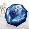 1pc Blue Flame Majesty Lion Automatic Opening and Closing Umbrella - Lightweight 3-Fold Design, Suitable for Fans, Travel, Daily Use - Official P