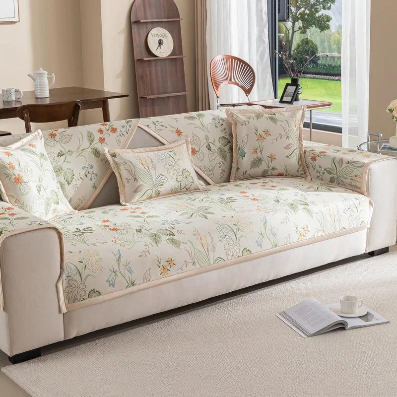 Summer Ice Silk Sofa Cover for Living Room Pet Dog Cool Feeling Sofa Towel Non-Slip Universal Couch Cushion Protector Covers