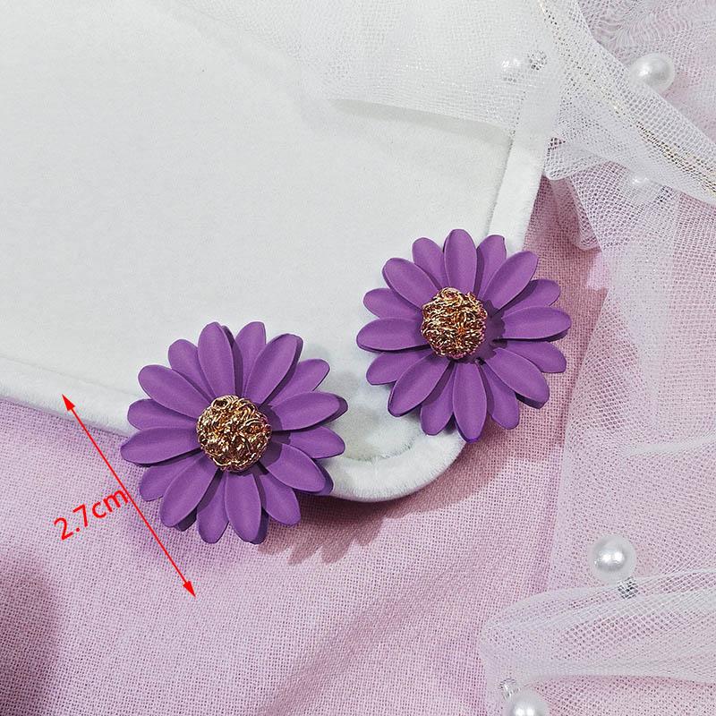 Purple Color Women Dangle Earrings Small Round Unusual Earrings Fashion Flower Butterfly Hanging Earrings Pendientes Mujer