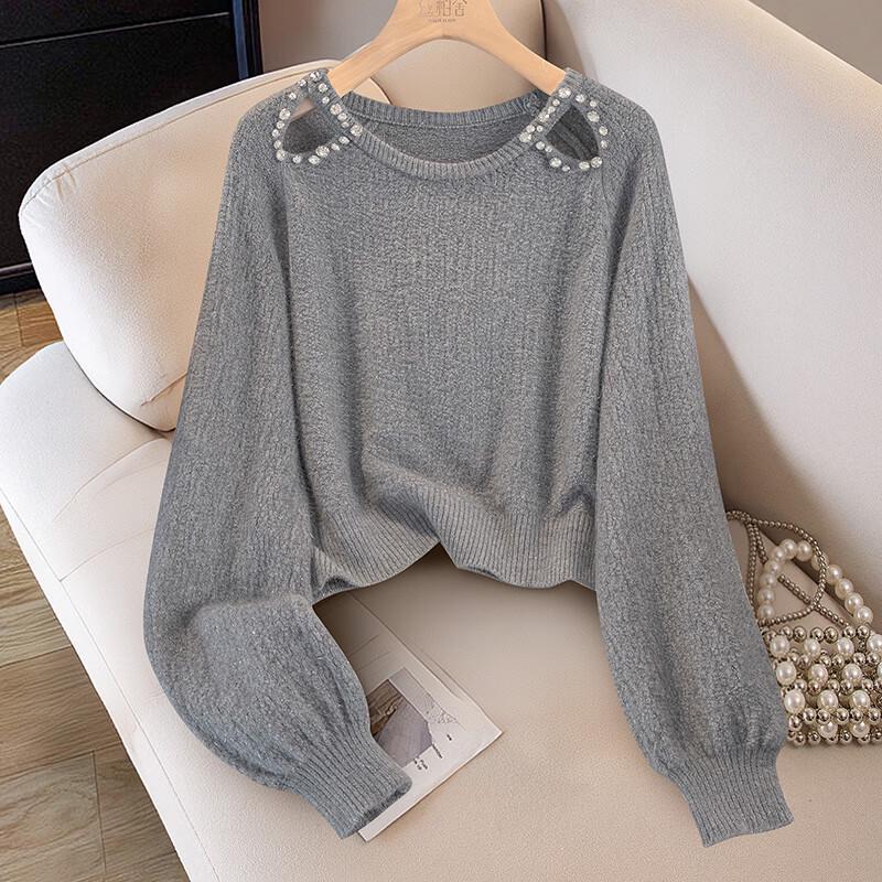 

Sibaishi Women s Diamond-Embellished Knit Sweater One Size