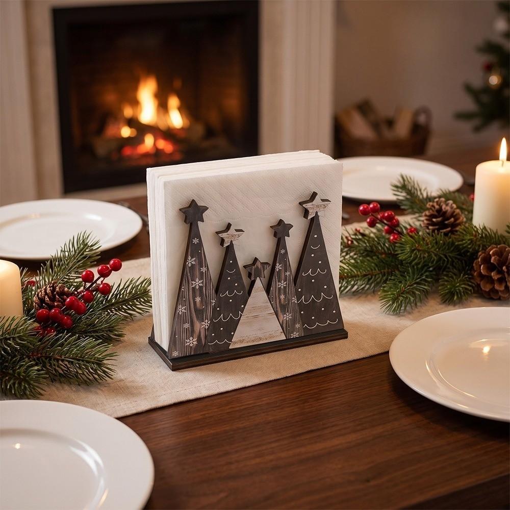 Convenient Table Decoration Unique Wooden Tree Decoration Gift Christmas Tissue Holder Office