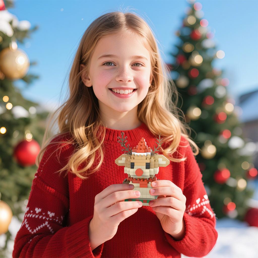 Christmas Cartoon Building Block Figurines, Snowmen, Micro-Particle Toy Gifts