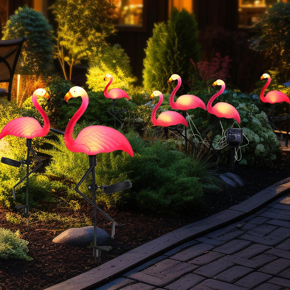 Solar Flamingo Light LED Outdoor Courtyard Lamp Garden Light Waterproof Stake Light Pathway Decor Solar Patio Ground Lantern