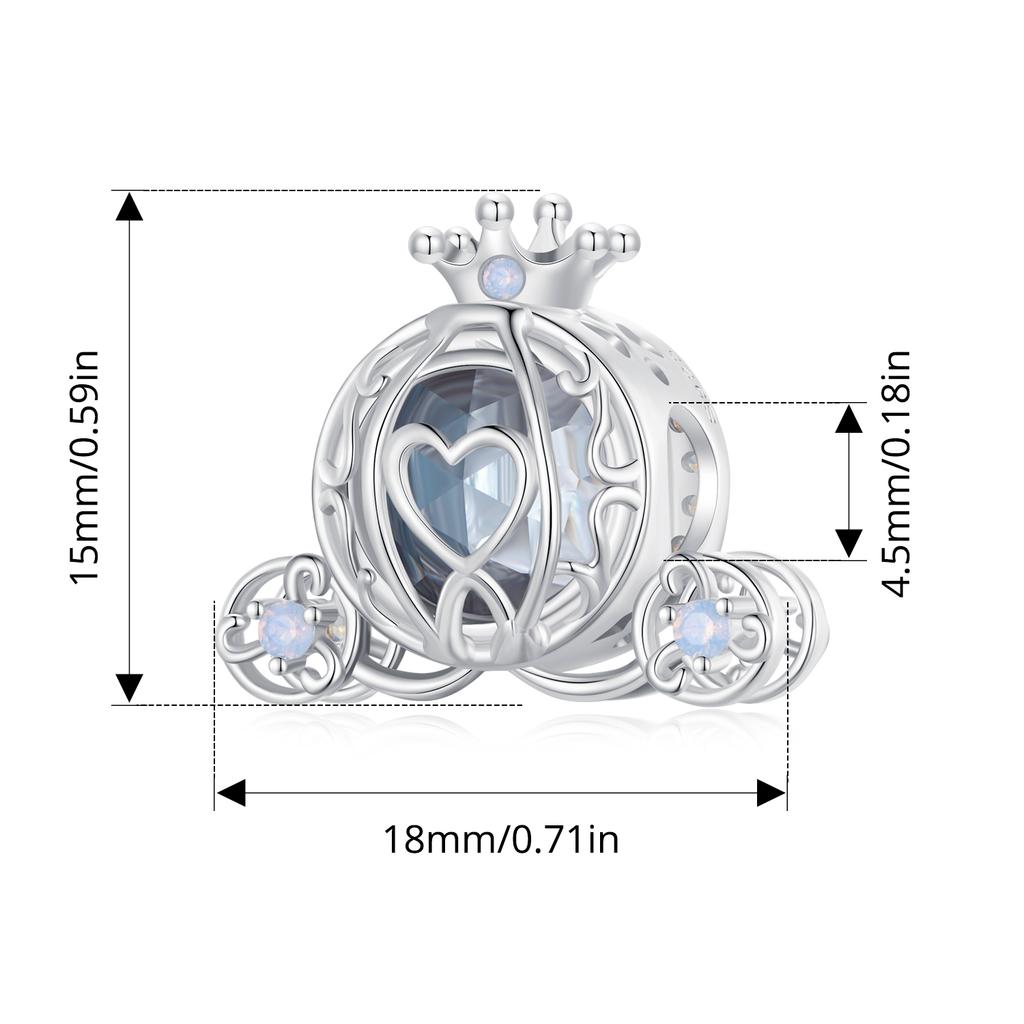 BISAER 925 Silver Dreamlike Fairytale Princess Charm Pumpkin Carriage Bead Fit Women Girl DIY Bracelet Fine Jewelry