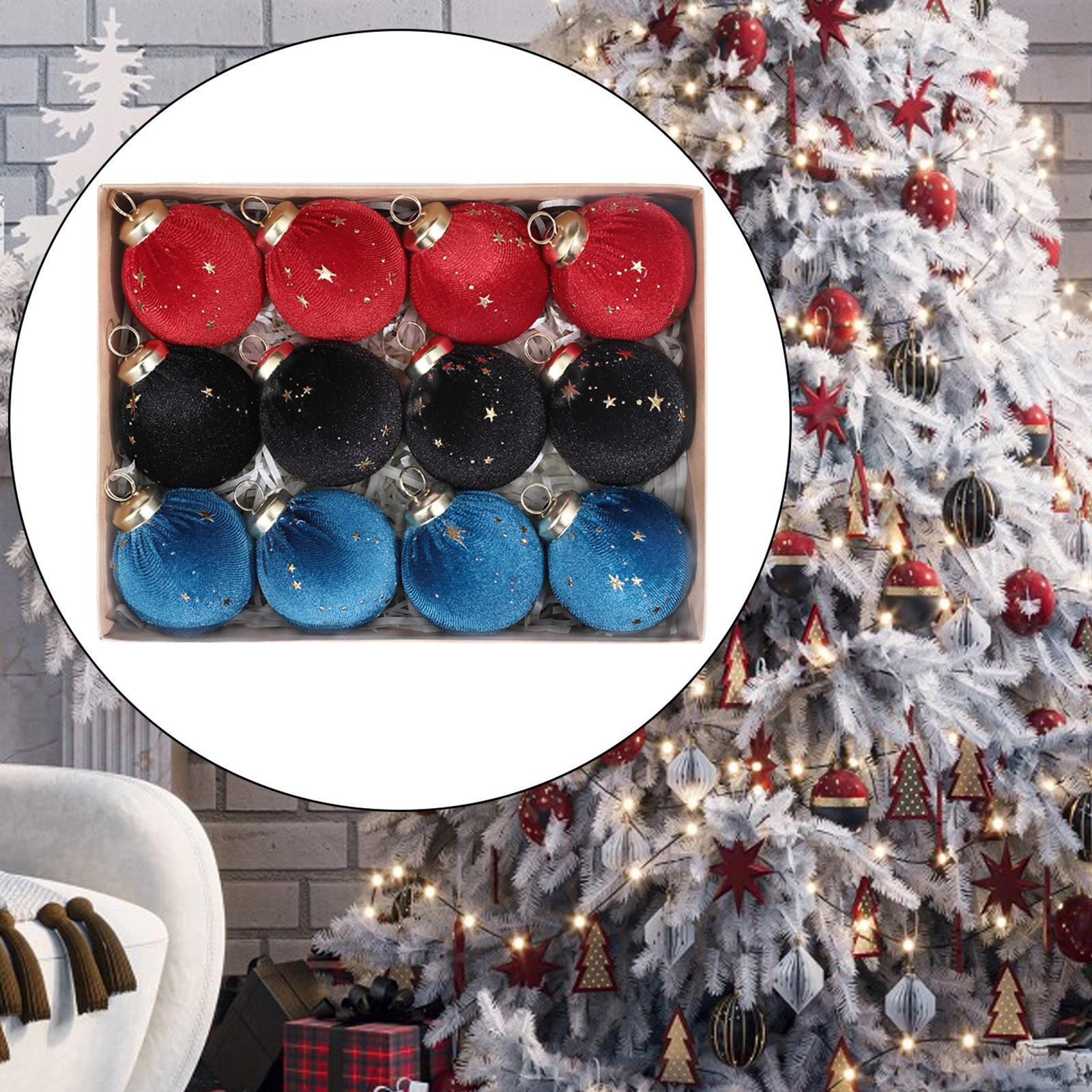 

12 штук Рождественские подвесные украшения Декоративные шары Рождественский декор для празднования Red Black Blue