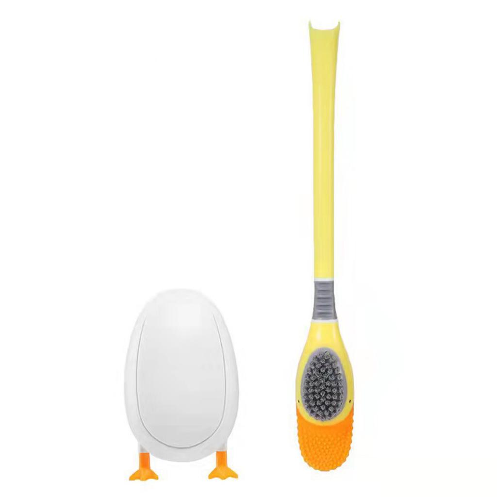 Diving Duck Toilet Brush Set Silicone Bathroom Toilet Brush and Bracket Set for Toilet Clean Lid Edge Clean