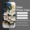White Camellia Flower Marble Texture Tempered Glass Phone Case for OnePlus 13R 12 11 10 9 Nord CE4 3 2 Lite ACE2 ACE3 Pro Cover