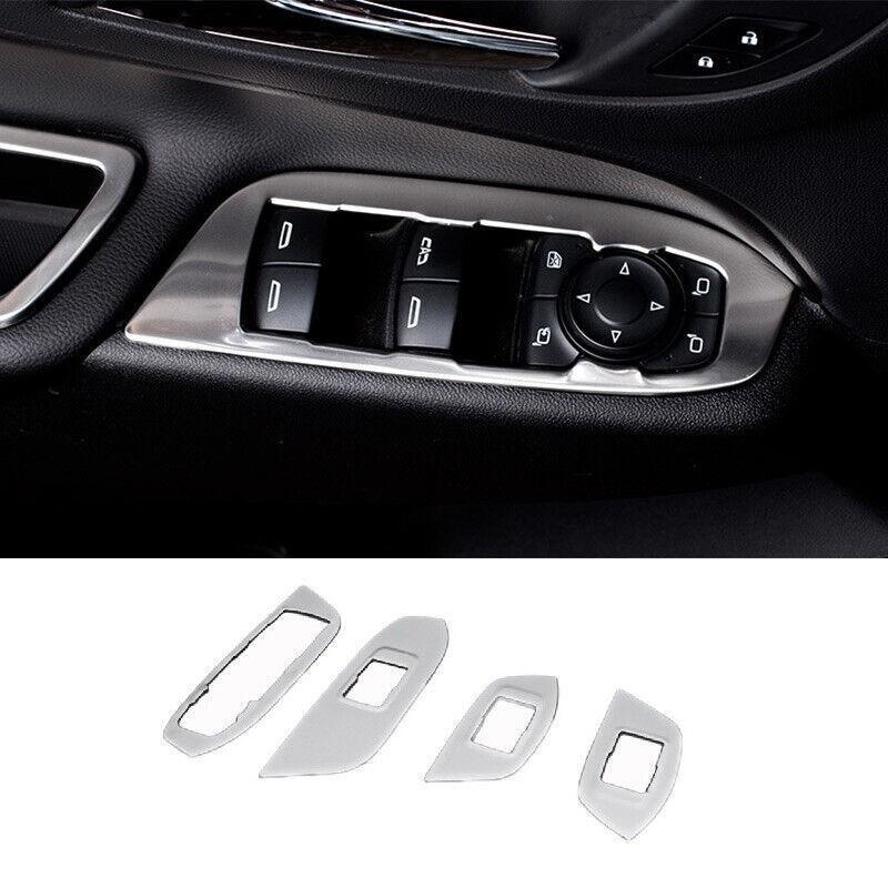 For Chevy Equinox 2018-2024 Silver Steel Window Lift Panel Switch Cover Trim 4pc