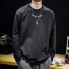 Men's Spring and Autumn New Splicing Pullovers O-Neck Letter Fashion Solid Color Loose Minimalist Casual Long Sleeve Tops