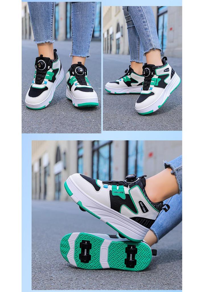 Vierrädrige Rollschuhe für Kinder - Sportliche Laufschuhe mit Rollen für Mädchen und Jungen