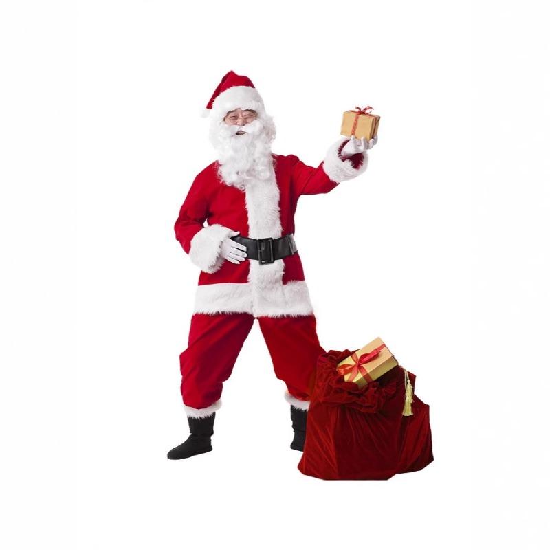 Jultomtedräkt Jul Gyllene Sammet Kostym Vuxen Cosplay Föreställningskostym