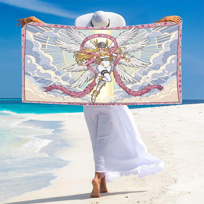 Angewomon Print Beach Towel, Large Soft Quick Dry Towel for Beach Camping Swimming