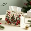 Diamond Painting Aufbewahrungskoffer DIY Weihnachts-Kunst-Taschentuchbox, Funkelnde Strasssteine PU-Leder Serviette Kreativer Feiertagsgeschenkehalter, Rechteckige Box