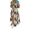 Lapel Long Sleeve Irregular Hem Single-breasted Shirt Dress Women Fashion Print Loose Maxi Dress Female Clothing