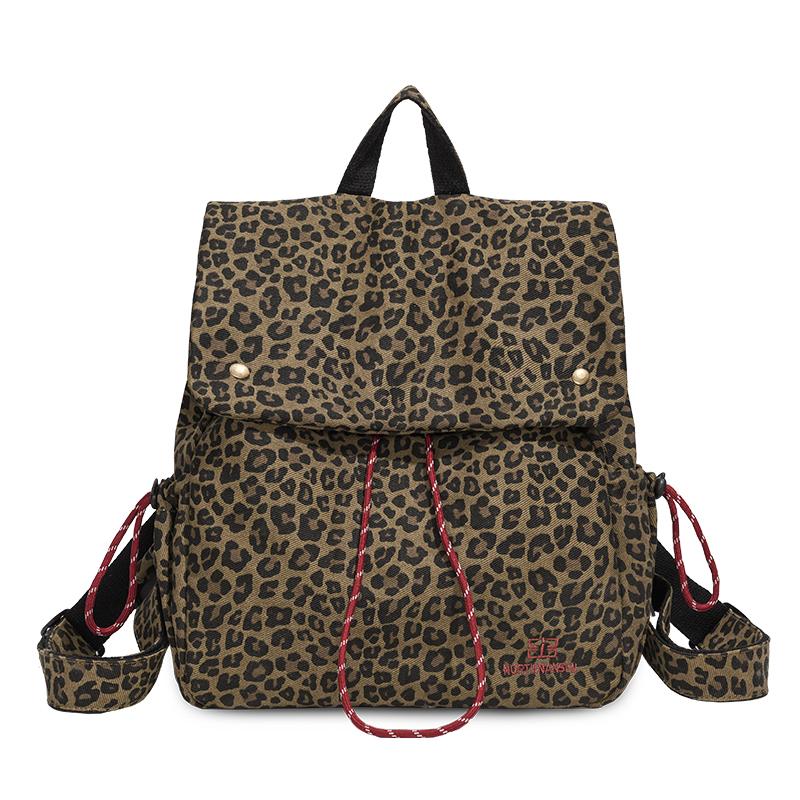 

Leopard Print Backpack Women s Large Capacity Travel Backpack Student Schoolbag коричневий