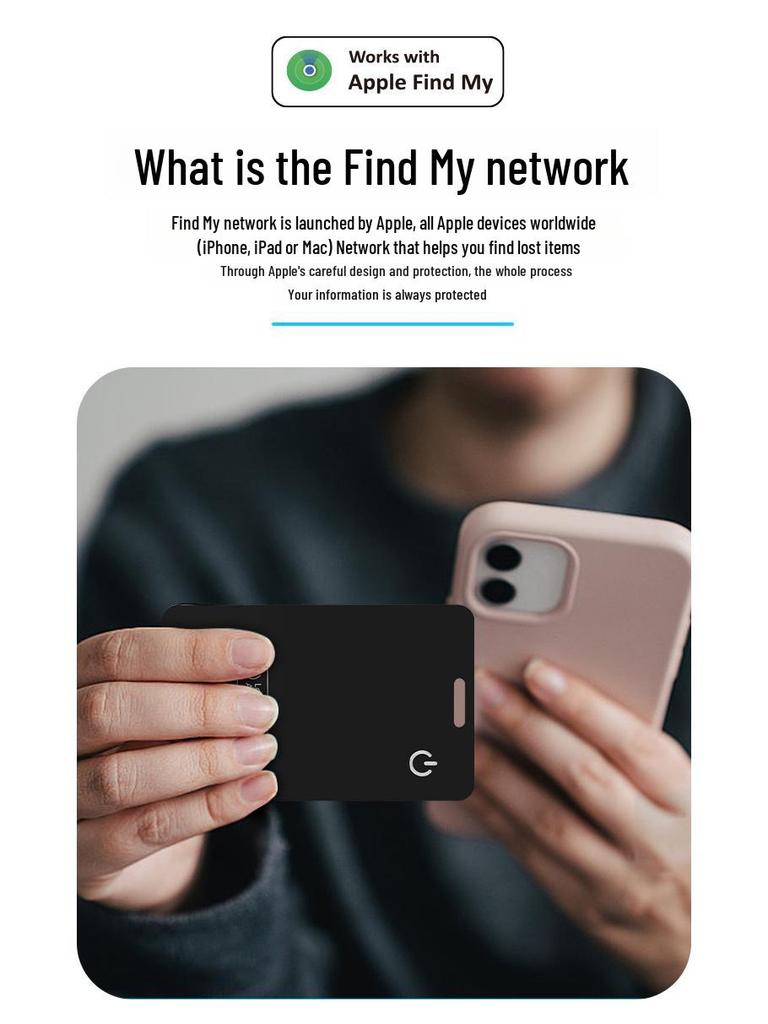 MFI Ultracienki Portfel-Karta z Bezprzewodową Ładowarką i Lokalizatorem Anti-Lost dla Dzieci i Zwierząt