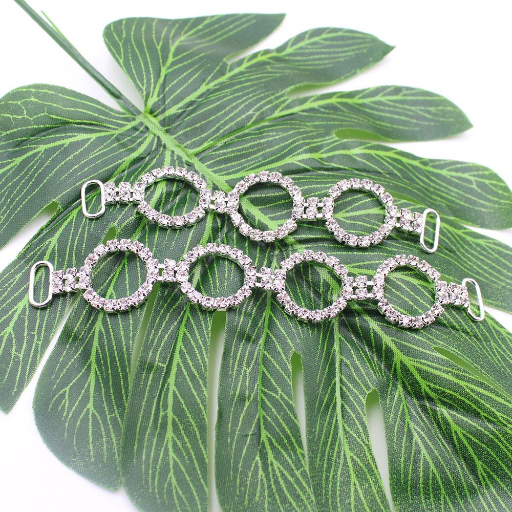 10pcs Circular Crystal Rhinestone Chain Bikini Connection Buckle, Suitable For Clothing/Beach Wear/Wedding Decoration