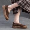 Johnature Genuine Leather Thick Soled Round Toe Loafers Retro Comfortable Women's Flat Platform Shoes