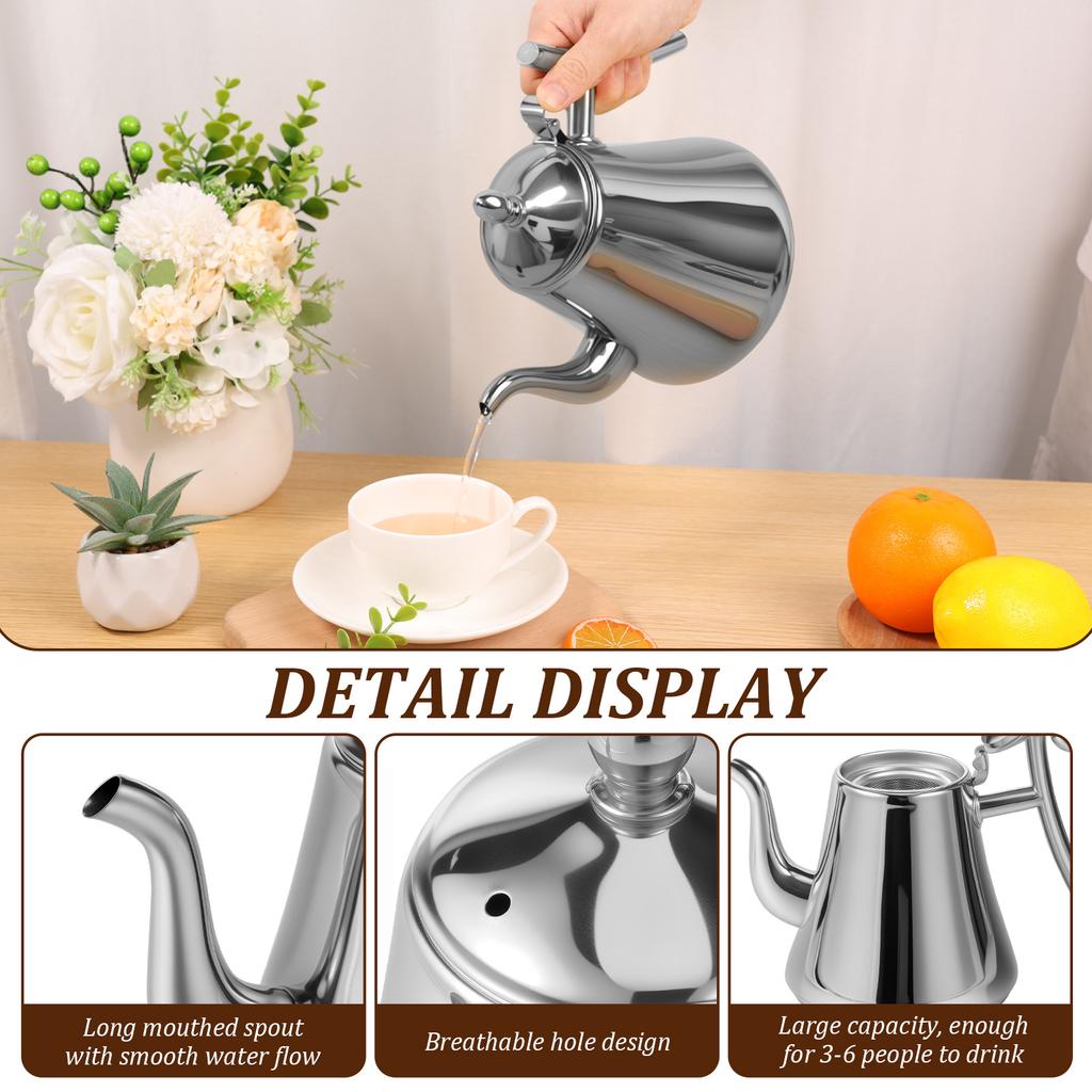 Tea Kettle Thickened Stainless Steel Kettle Coffee Pot Tea Pot With Filter Household Use Flat Bottom Universal Pot For Tea And