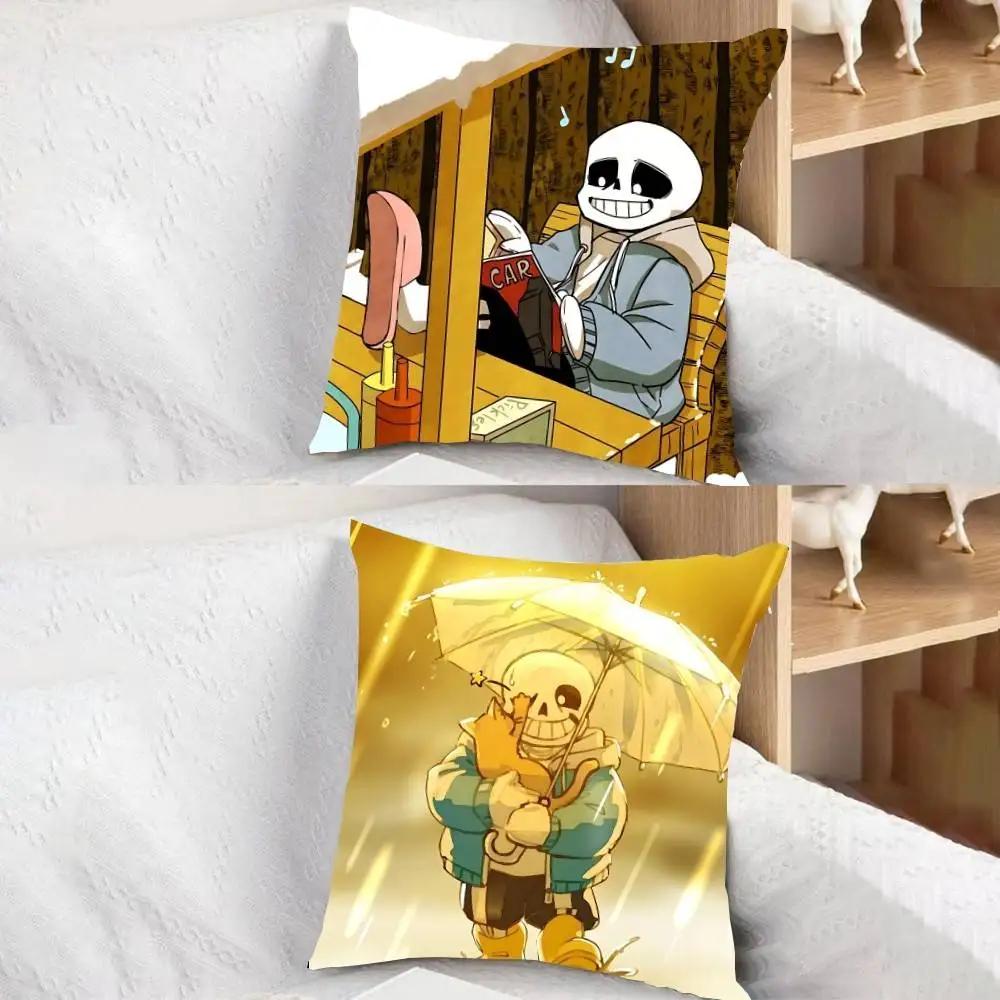 Süße H-Undertale Sans-W Kissenhülle Kissenbezug Weich Süß Dekokissenhülle Für Auto Sofa Kissenbezug Polyester Mit Reißverschluss
