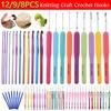 Colorful Crochet Hook Kits Soft Silicone Grip Knitting Needles Cushioned Handle Crochet Hooks Sewing Knitting Yarn Accessories