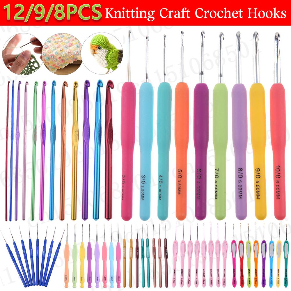Colorful Crochet Hook Kits Soft Silicone Grip Knitting Needles Cushioned Handle Crochet Hooks Sewing Knitting Yarn Accessories