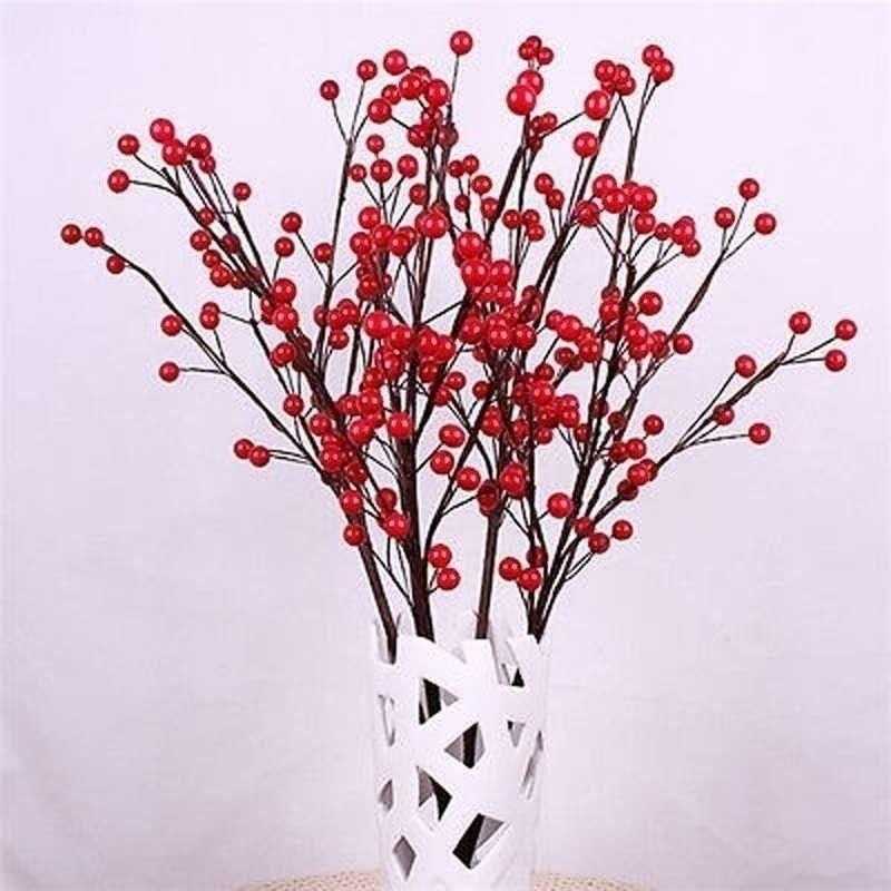 50Pcs Christmas Artificial Red Berry Ornament Decoration Accessories