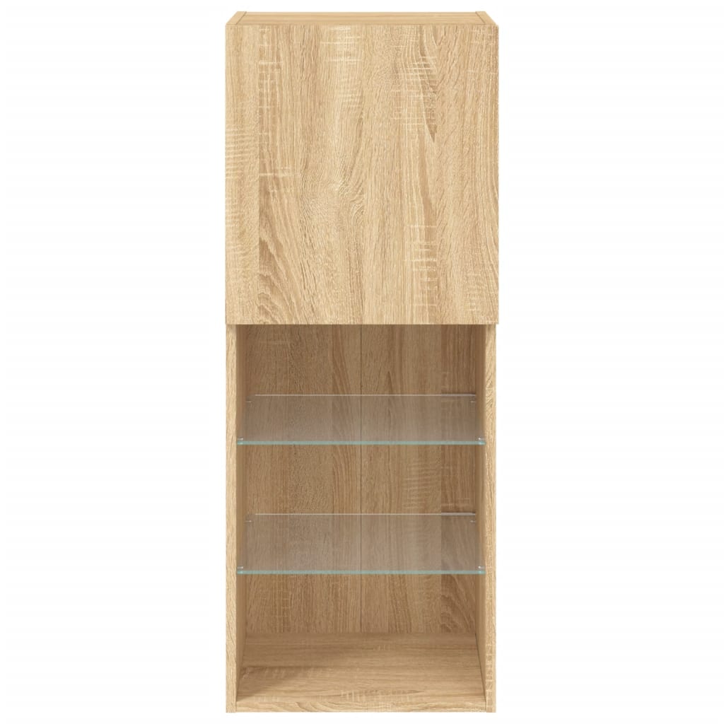 TV Stand with LED Lights Sonoma Oak Finish 40.5 x 30 x 102 cm