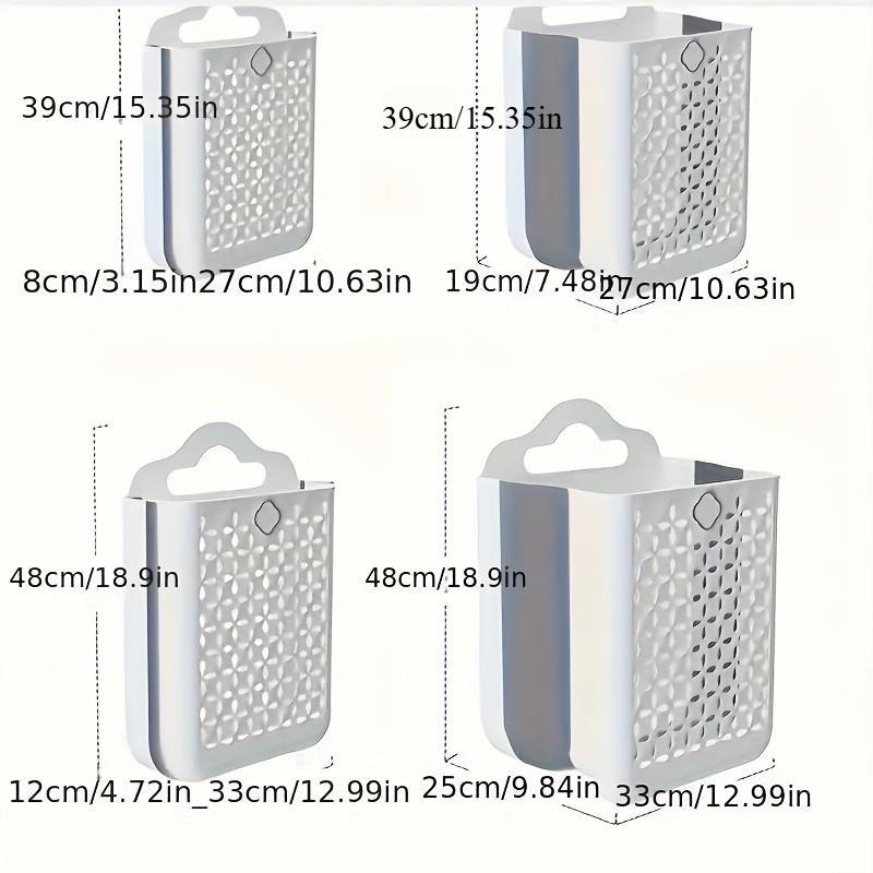 

Складная корзина для белья Современная пластиковая перфорированная настенная корзина для хранения без сверления для одежды, игрушек, закусок, фруктов, корзины для белья 1pc 48*33cm белый