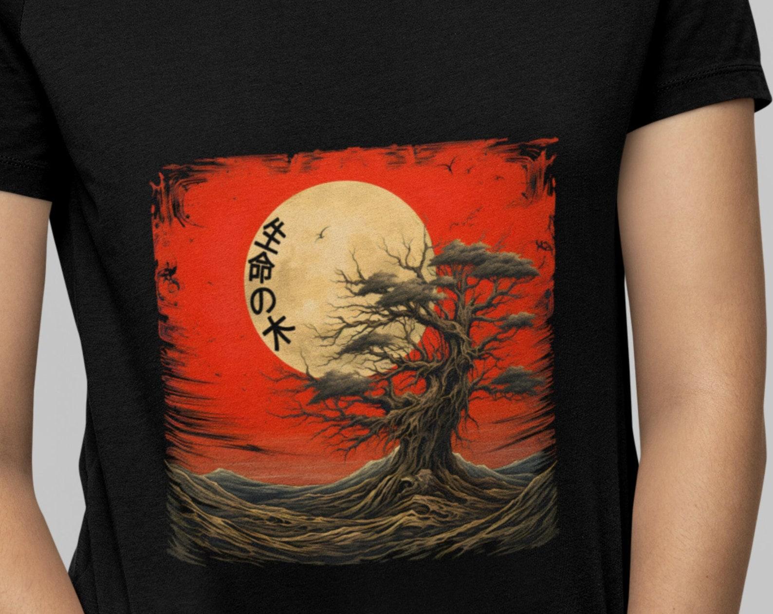 Samurai Tree of Life T-Shirt: Japanese Kanji Warlord Flag Tee S