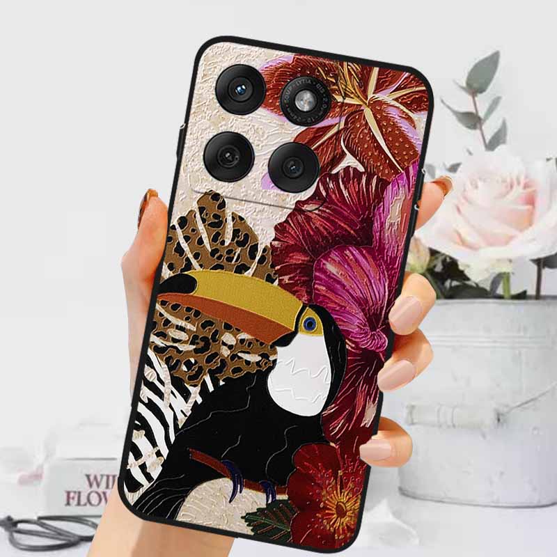 3D Emboss Cases For Edge 60 Fusion / Edge 60 Pro Relief Embossed Retro Silicone Back Cover For Edge 60 Stylus Black Funda 60 Pro