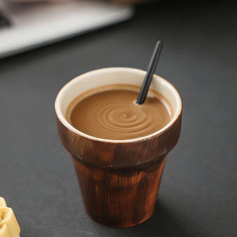 High-Grade Wabi-Sabi Retro Ceramic Coffee Cup with Custom Logo