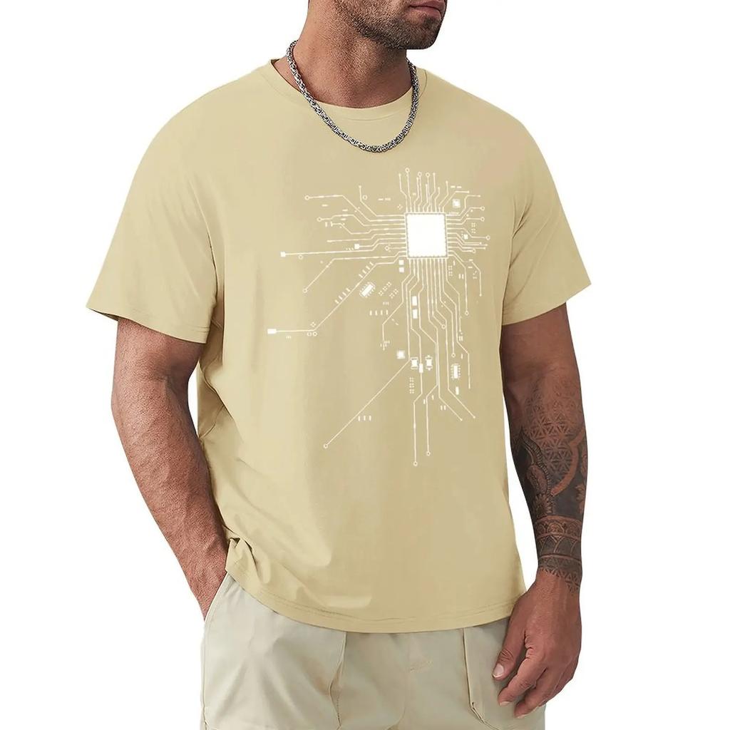 CPU Processor Circuit Diagram T Shirt Men Summer Cotton T-shirt Men's Funny Tops Fashion Tees Homme Brand Unisex Clothes C99