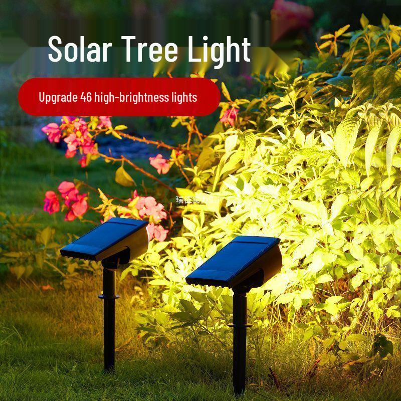 Waterproof Solar Spotlight for Garden Landscape - Super Bright Outdoor Lawn and Tree Light with Ground Plug