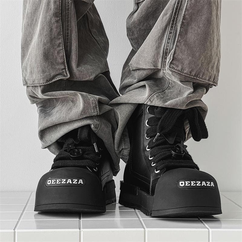 Módní černé a bílé párové boty s vysokým svrškem Trendy kvalitní designový styl Volnočasové Outdoorové Módní Párty Denní boty pro mládež se silnou podrážkou