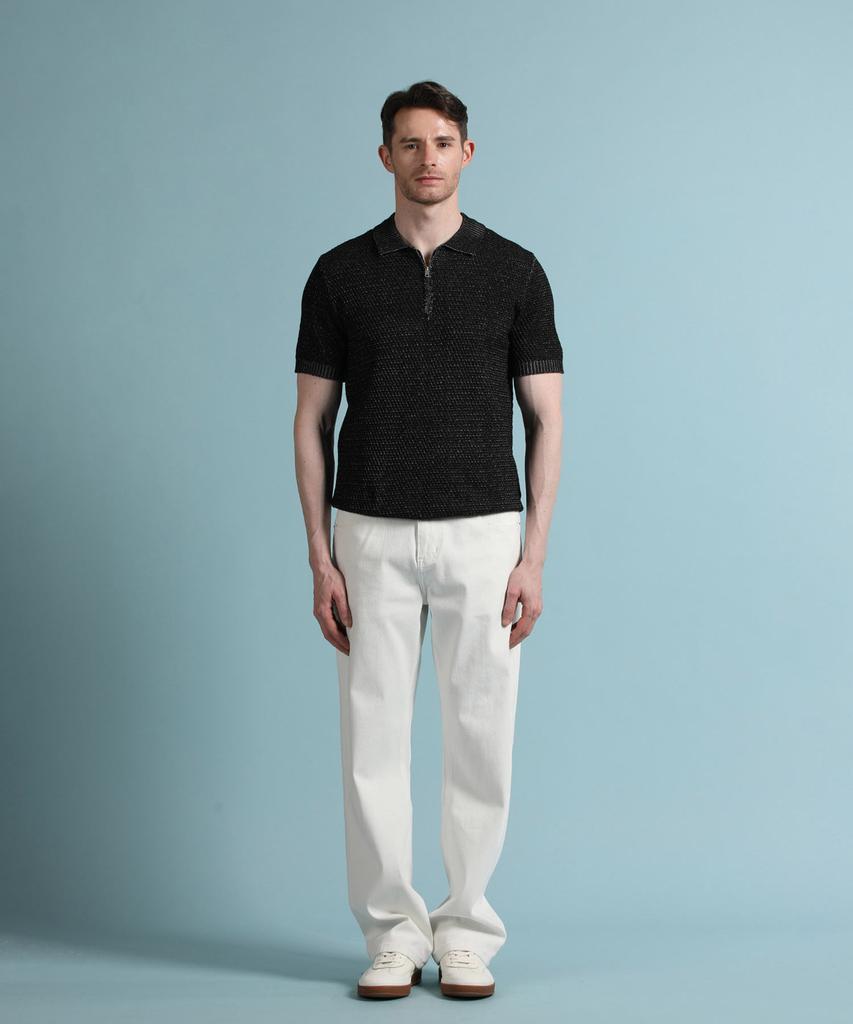 PANICALE Black Melange Half-Zip Polo Knit