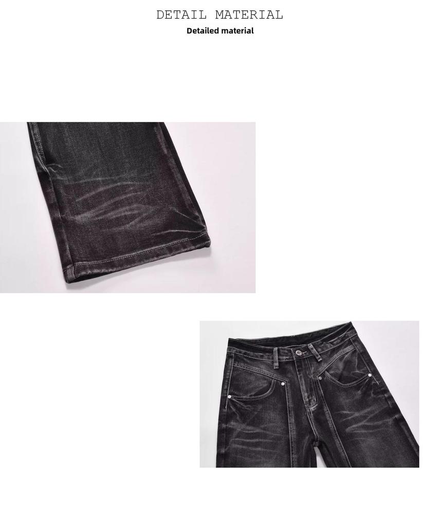 Neuankömmling: Distressed-Jeans im amerikanischen Retro-Patchwork-Stil, trendige, ausgestellte, bodenlange Unisex-Hose.