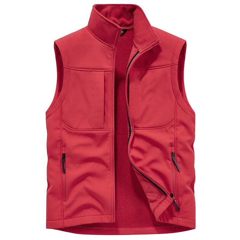 New Large-size Soft Shell Plus Velvet Thickened Multi-bag Work Vest Youth Vest Men's Work Clothes Youth Outdoor Fishing