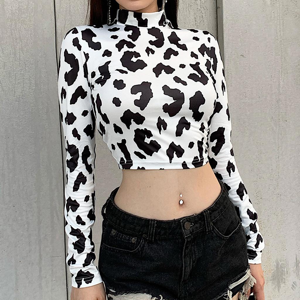 cow crop top long sleeve