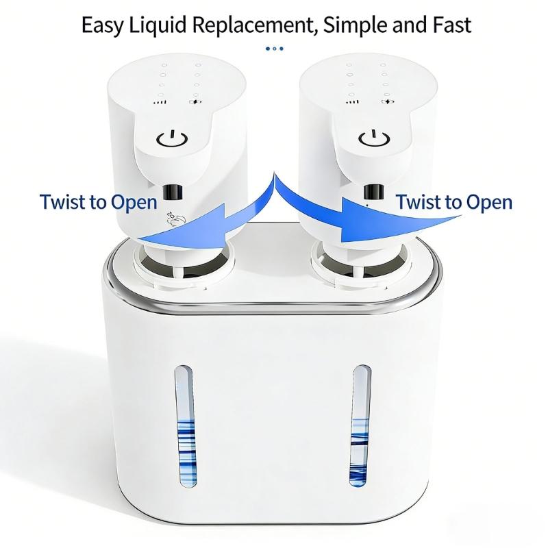 Automatischer Seifenspender mit zwei Köpfen und Bewegungssensor, 800 ml Fassungsvermögen, USB Typ C wiederaufladbar, für Küche und Bad