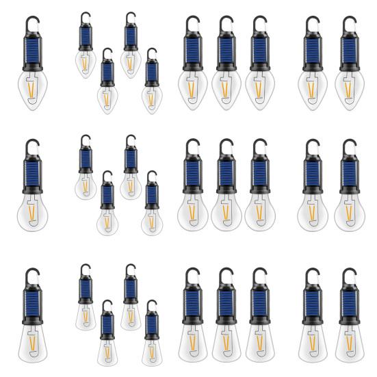 1/2/3/4Pcs Solar Rechargeable Camping Light 3 Modes Adjustable Portable Outdoor Hiking Emergency Tent Hanging LED Bulb Lamp