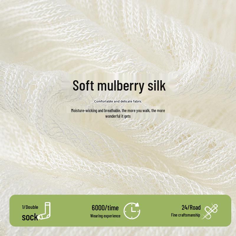 Women's Mulberry Silk Mid-Calf Mesh Socks - Antibacterial, Lightweight, Seamless, Slouchy, Ballet Style