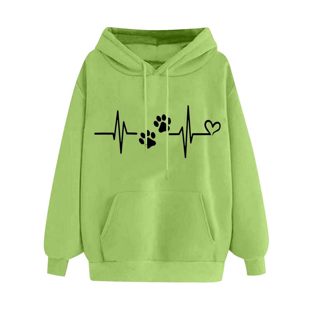 2025 new European and American fashion printed velvet versatile long-sleeved loose hooded sweater women's top trendy clothing