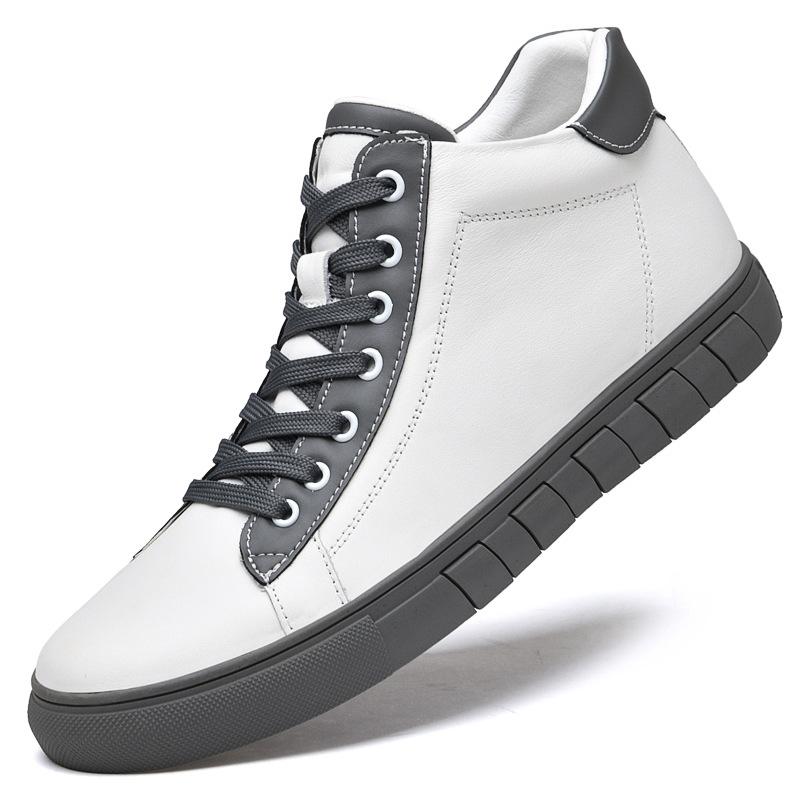 Flat Baseplate Shoes Men's High-top First-layer Cowhide Velvet Warm Little White Shoes Trendy Casual Shoes Trendy Men's Shoes