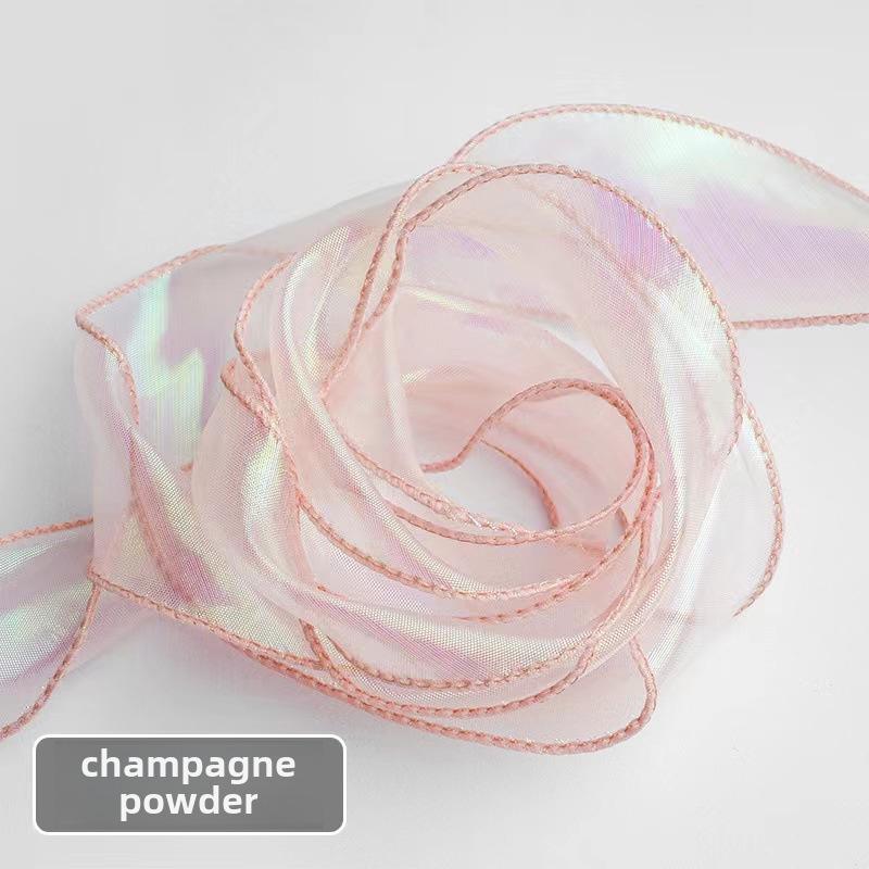 Barevná organzová stuha rybí kost pro dortové a květinové umění s overlockovou krajkou a vlnkovaným designem